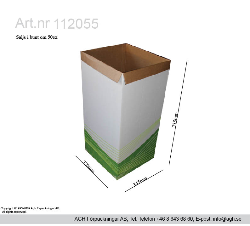 112055 Sopkorg/papperskorg 380x345x735mm 1+0 grön 50st/paket